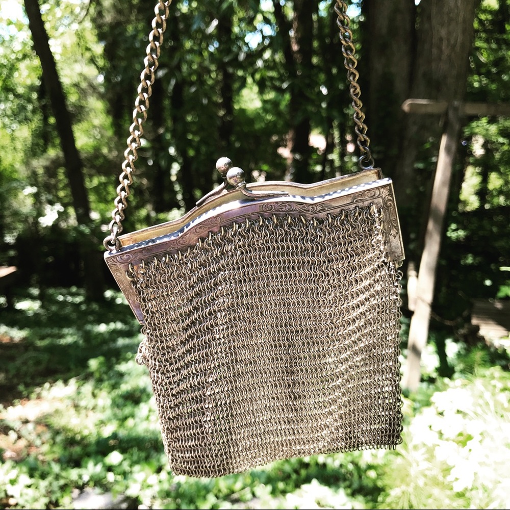 Antique German Silver Mesh Deco 1920s Bag